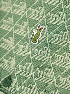Camisa polo verde com padronagem jacquard