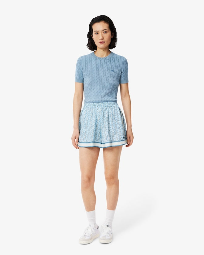 Shorts fluidos com estampa de monograma