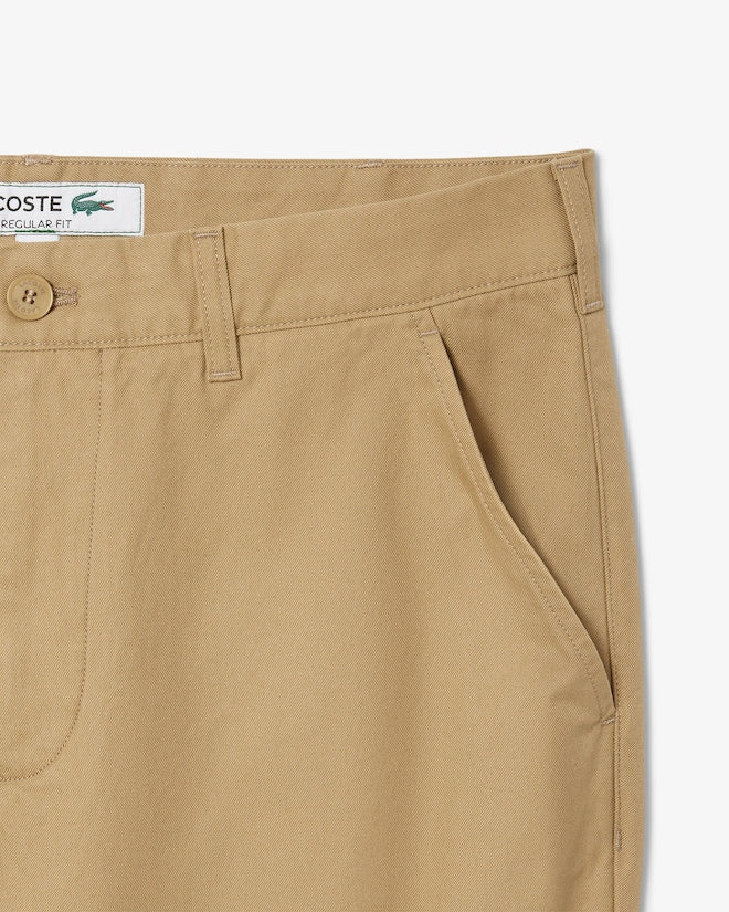 Calças chino de algodão de corte regular