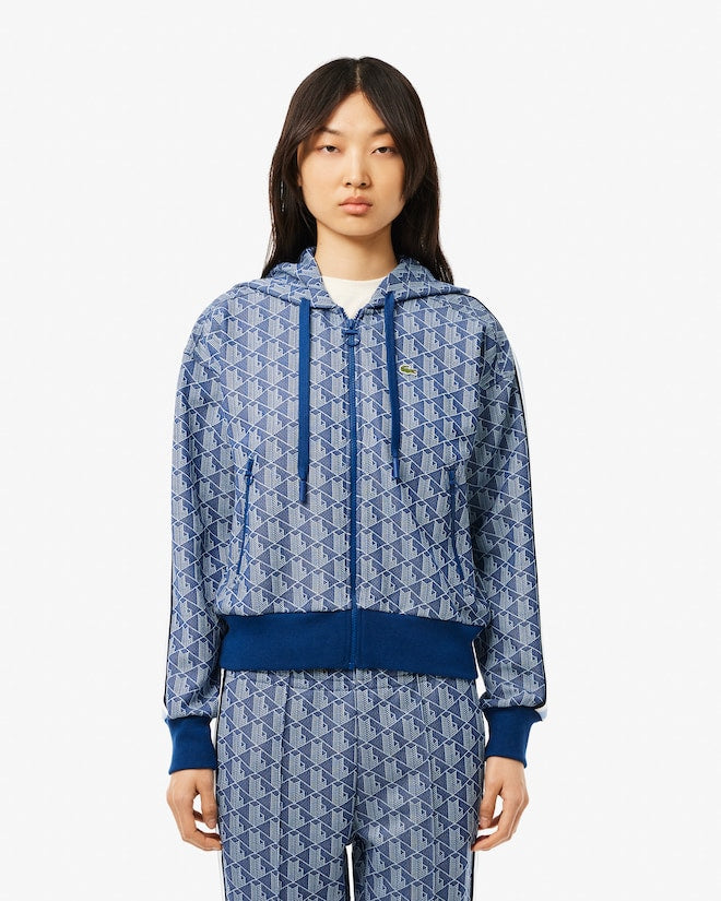 Moletom com capuz jacquard com monograma